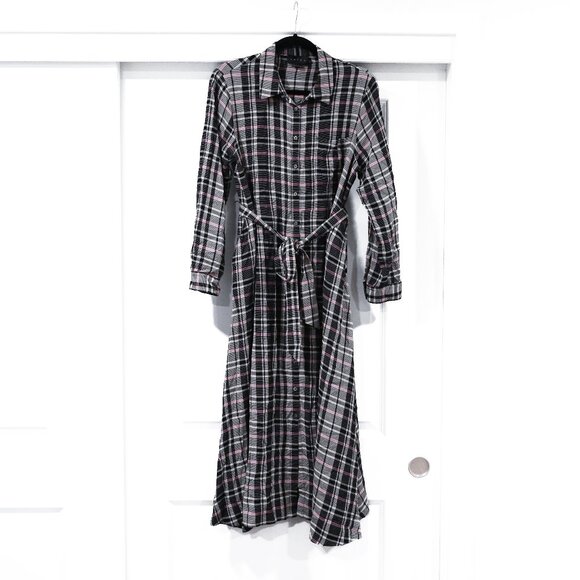 HATCH Small Alyssa Plaid Button Front Shirt Dress Midi Maternity - Picture 3 of 12